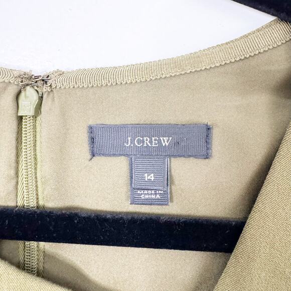 J. Crew Promotion Sheath Dress Asymmetrical Neckline Pencil Style Army Green 14 - Picture 4 of 10